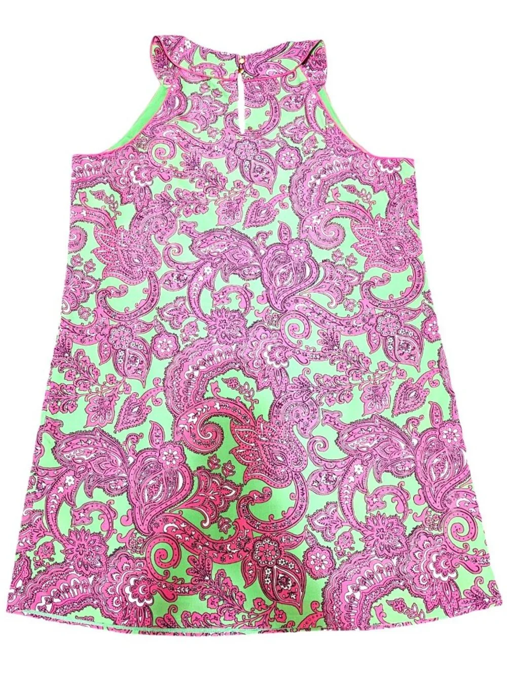 Crown & Ivy XL Sleeveless Green Dress With Pink Paisley Print & Keyhole Neckline - Picture 3 of 12